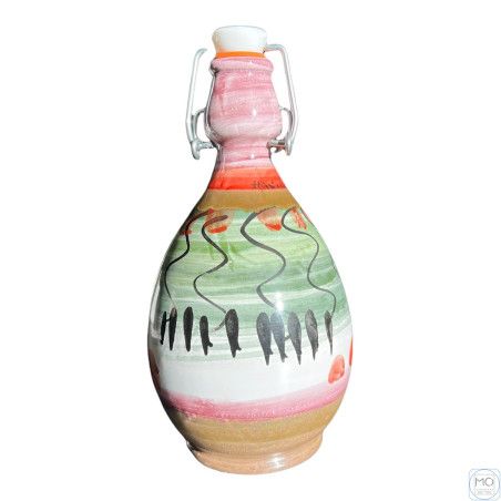 Hand painted ceramic bottle