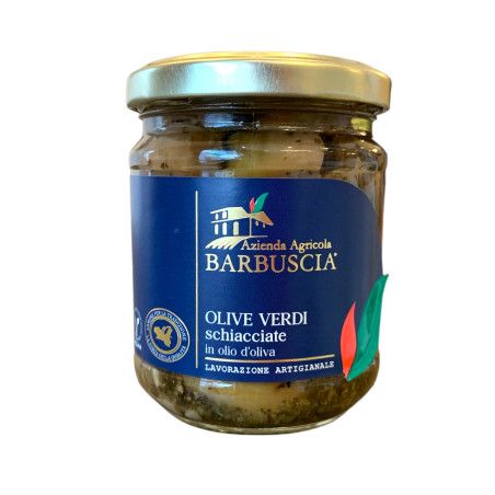 Olive verdi schiacciate