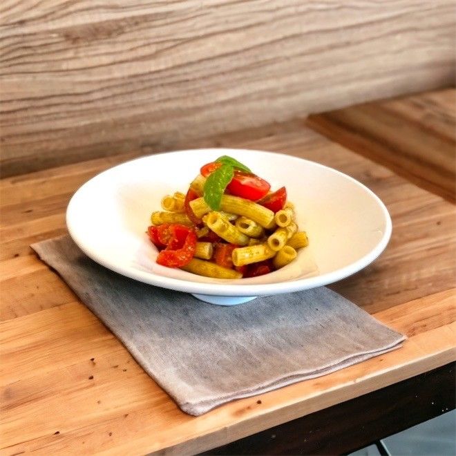 Recipe Sedani salad with cherry tomatoes and basil pesto